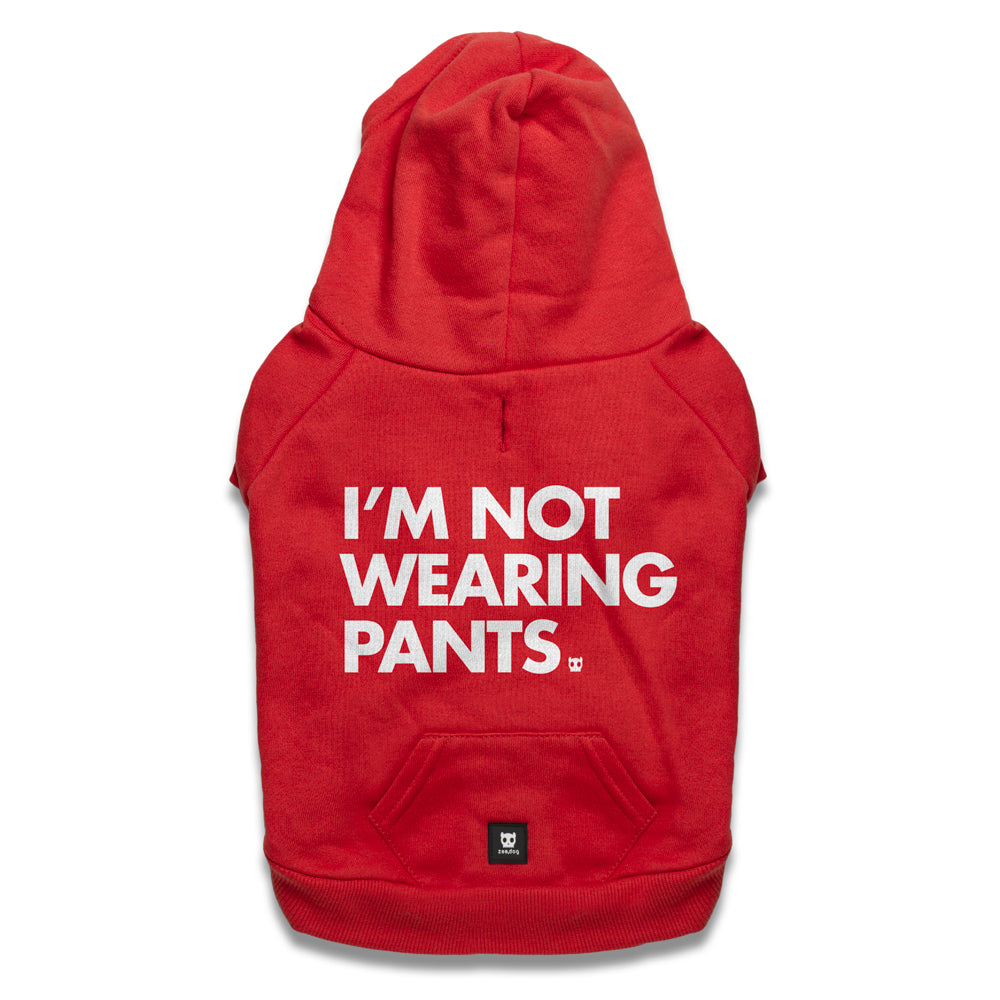 NOT WEARING PANTS RED HOODIE