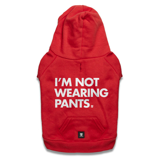 NOT WEARING PANTS RED HOODIE
